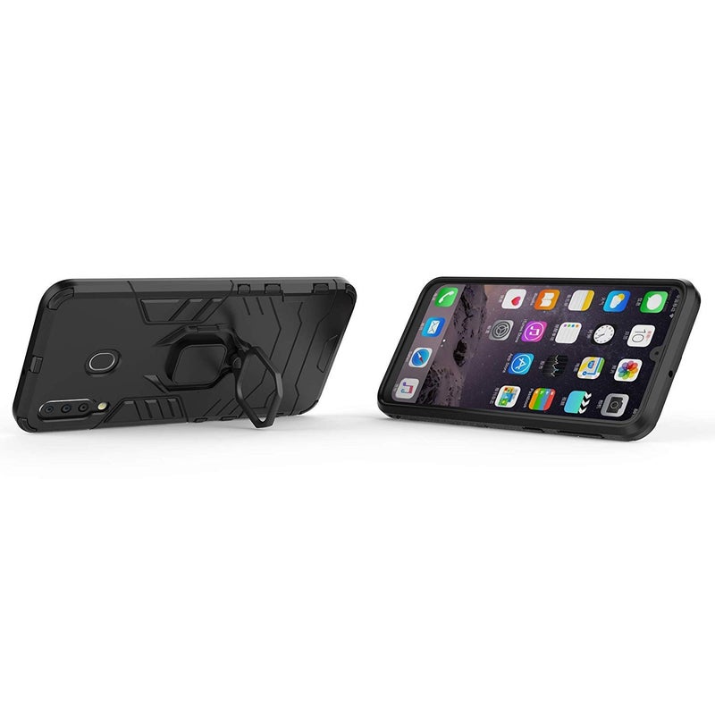MaiJin Compatible with Samsung Galaxy M30, Galaxy A40s Case, Metal Ring Grip Kickstand Shockproof Hard Bumper (Works with Magnetic Car Mount) Dual Layer Rugged Cover (Black) - Image 2